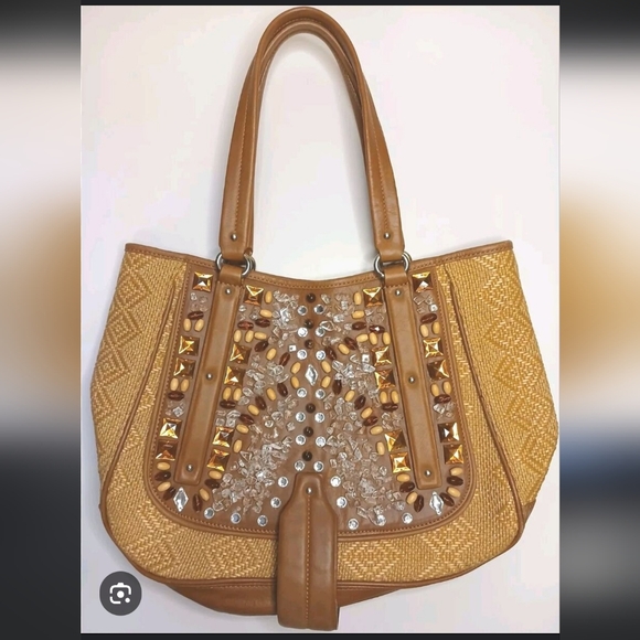 COLE HAAN Natural Sydney Straw & Leather Tan - Picture 2 of 13